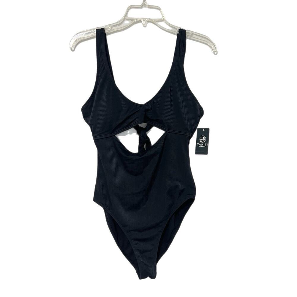 Tahiti Swimwear Women's One Piece Swimsuit Large Peek A Boo Cutouts Black